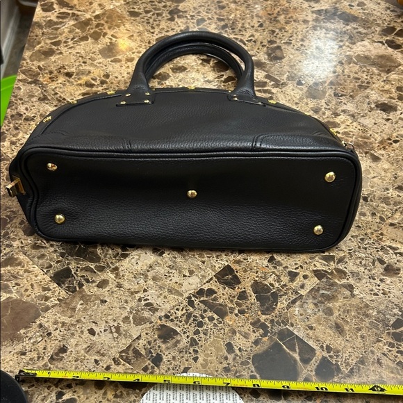 MCM Black Leather Satchel with Gold Accents with COA - Picture 7 of 11